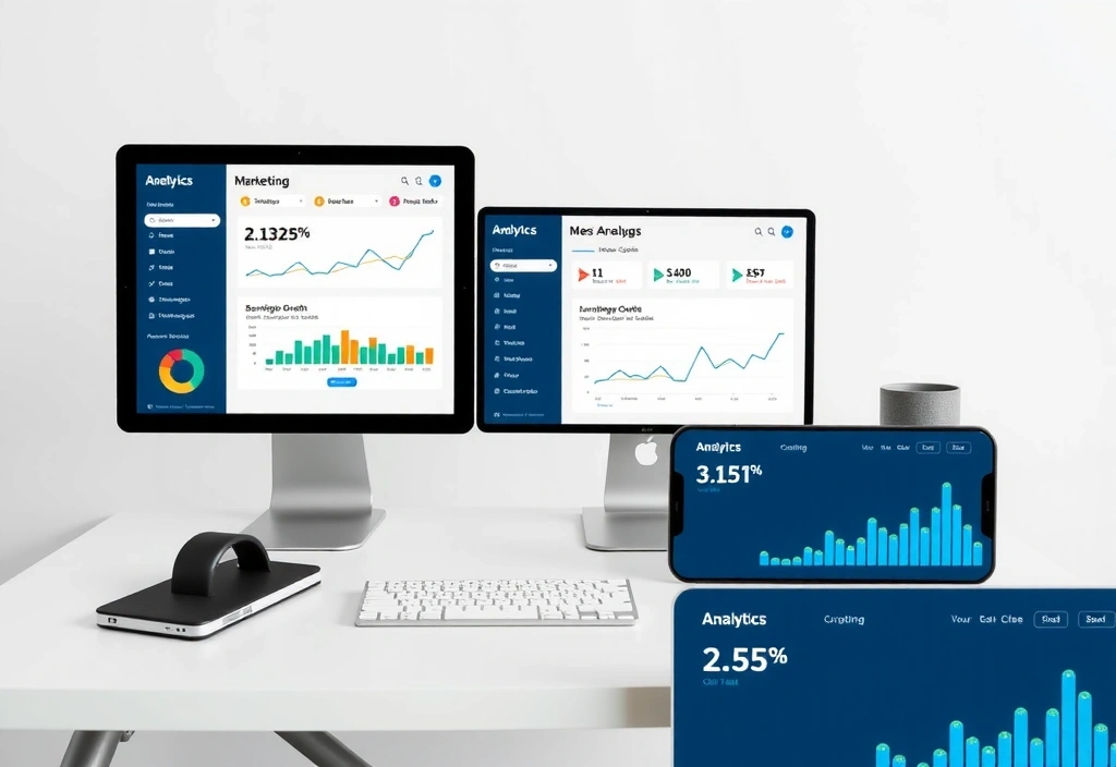 Strategic marketing dashboard showing growth analytics and performance metrics